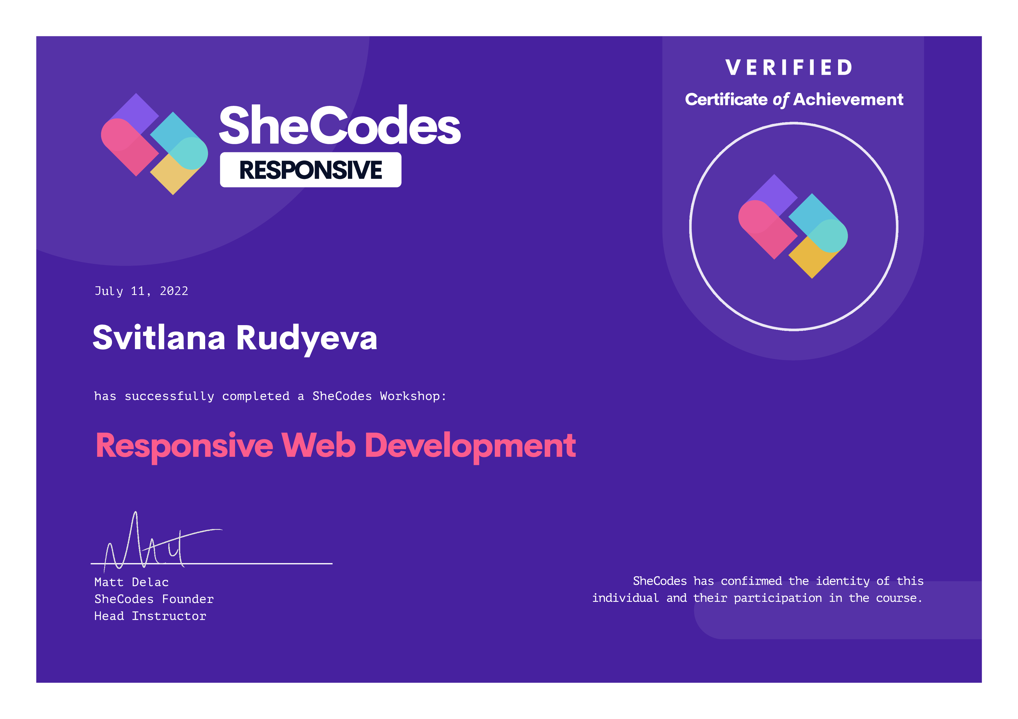 Certificate Responsive Web Development